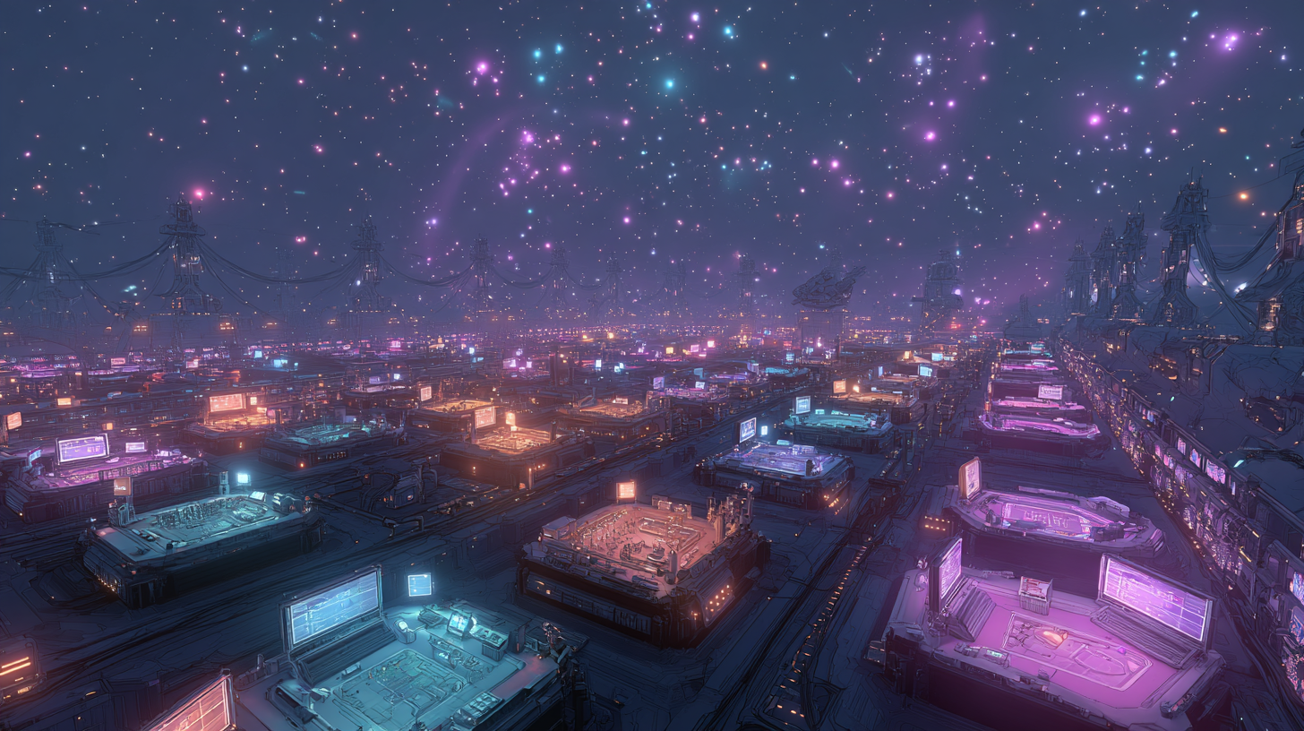 Smart Stack Method — cosmic workshop panorama in deep space multiple w
